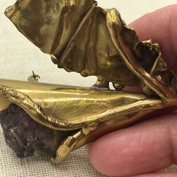 Copa Collection Brutalist Amethyst Brooch Pin - Picture 4 of 10